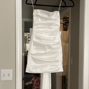 Strapless White Mini Dress with Removable Bow